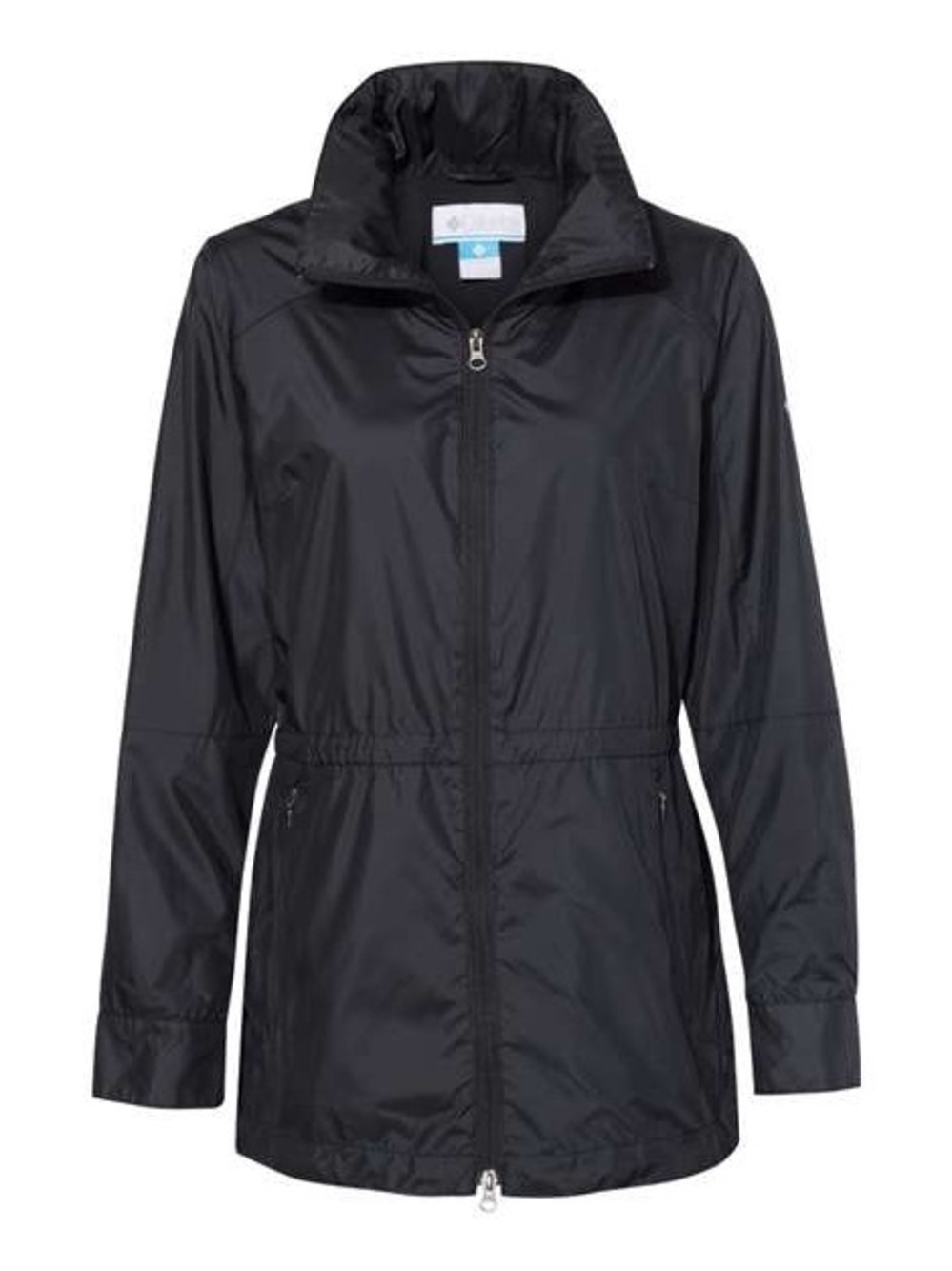 Columbia Sportswear Black Drawstring Jacket Windbreaker retractable  Hood